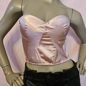 Pink Satin Bustier Top